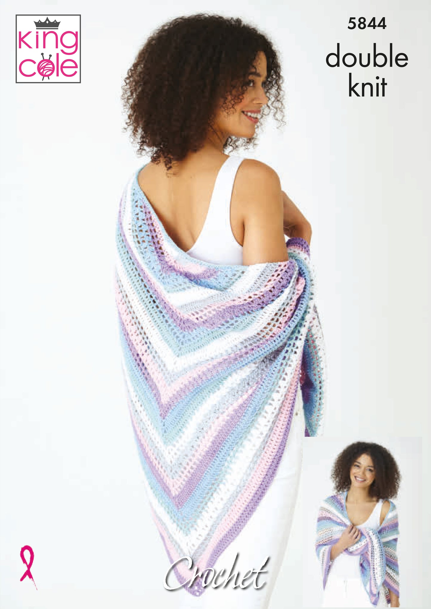 King Cole Cottonsmooth DK Pattern - 5844 Crocheted Shawls