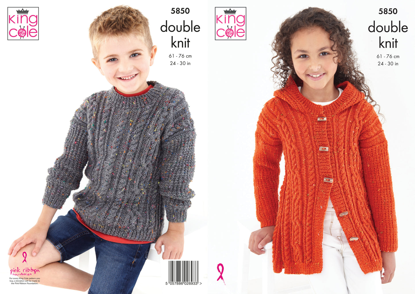 King Cole Big Value Tweed DK Pattern - 5850 Cardigan and Sweater