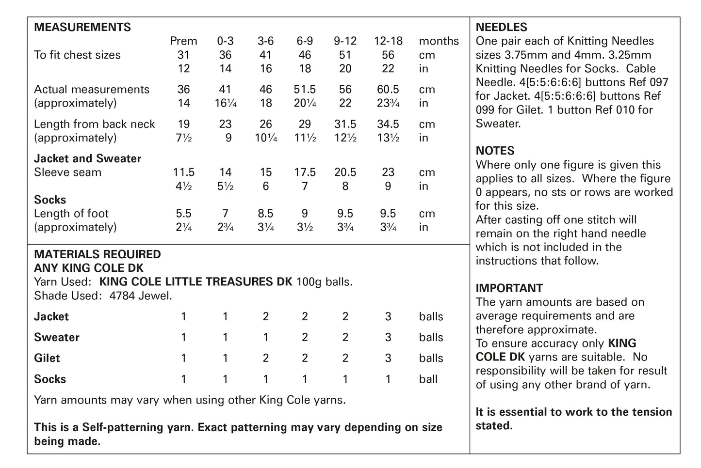 King Cole Little Treasures - Pattern 5854