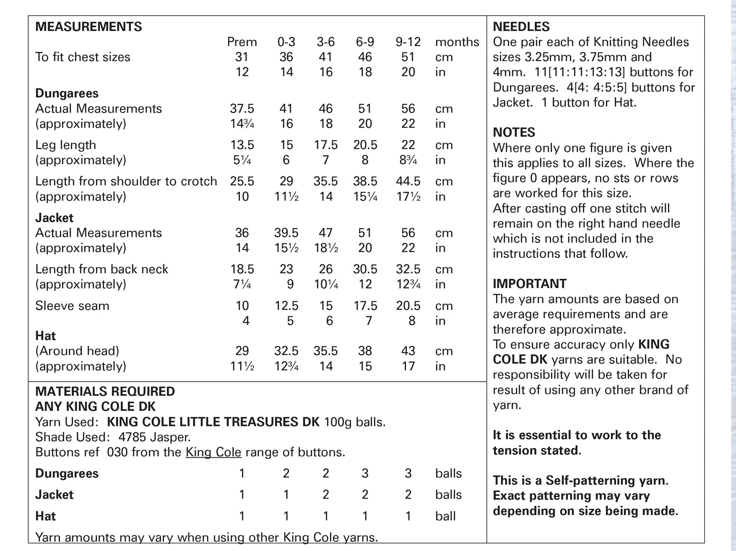 King Cole Little Treasures - Pattern 5855