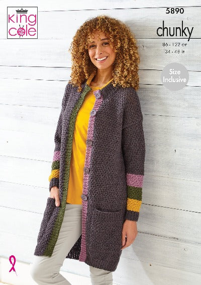 Chunky Cardigan and Coat knitted in King Cole Wildwood - 5890