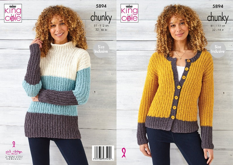 Chunky Cardigan and Sweater Pattern in King Cole Wildwood - 5894