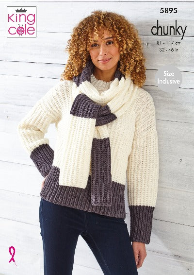 Chunky Tunic, Sweater and Scarf Pattern in King Cole Wildwood - 5895