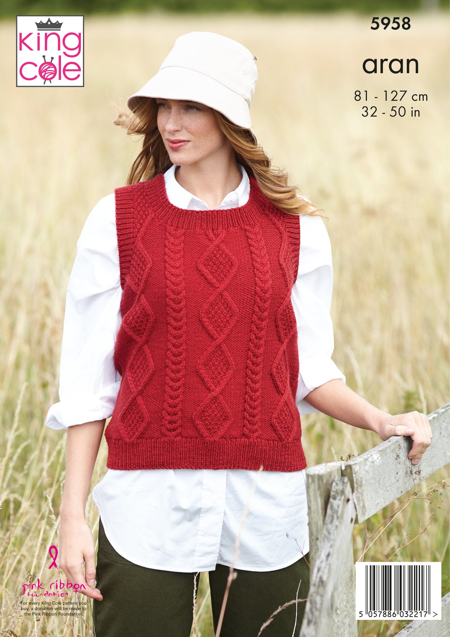 King Cole Wool Aran Sleeveless Slipover - 5958
