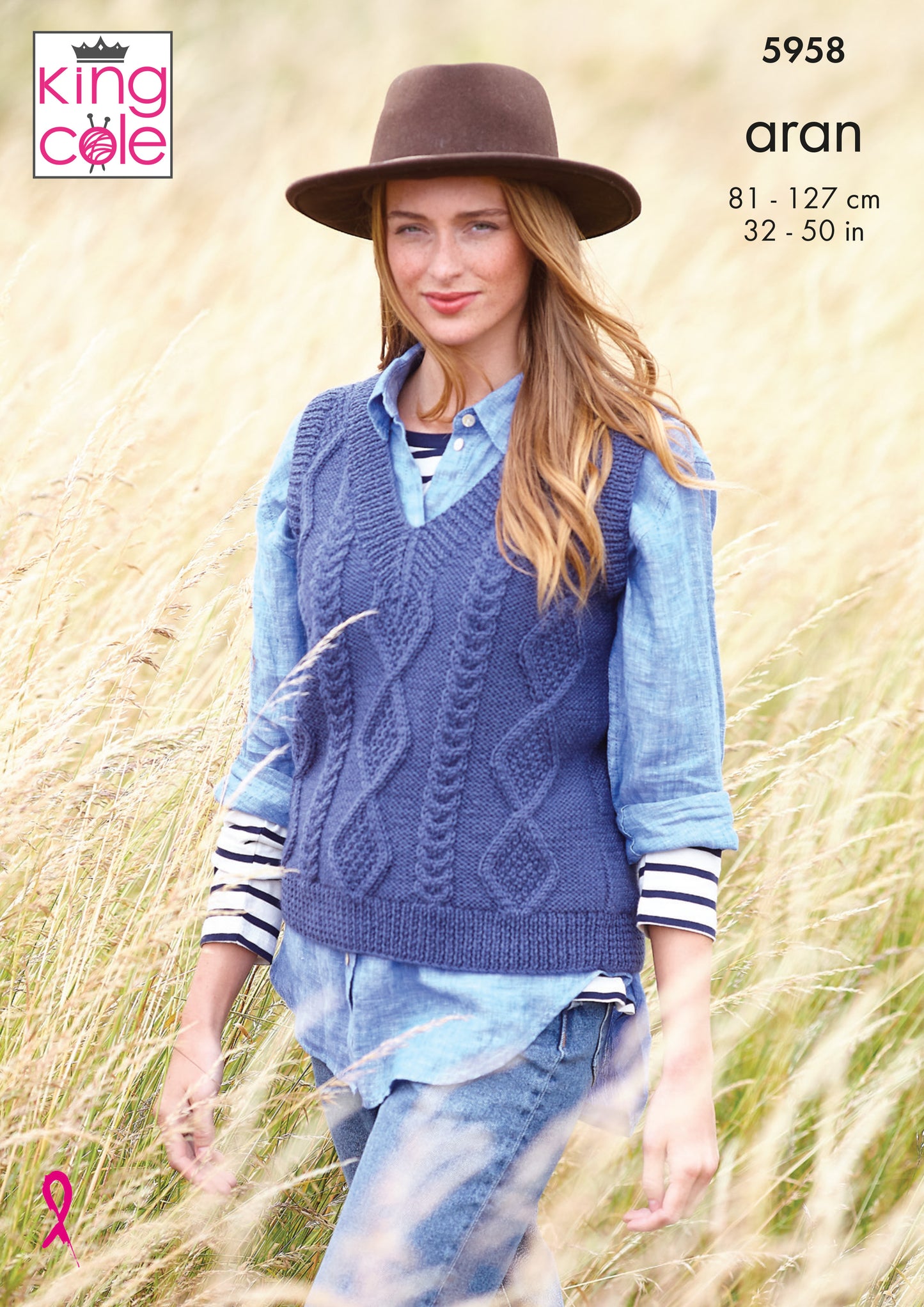 King Cole Wool Aran Sleeveless Slipover - 5958
