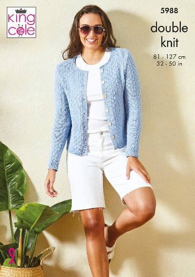 Cardigan and Summer Top in King Cole Linendale DK - Pattern 5988