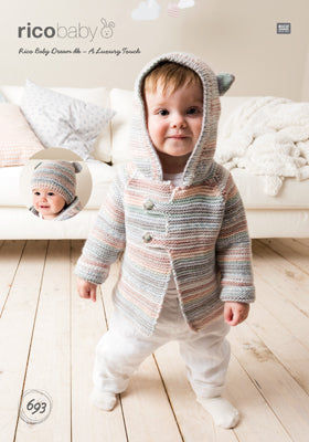 Rico Boy's Cardigan & Hat Knitting Pattern 693 in Baby Dream DK Yarn