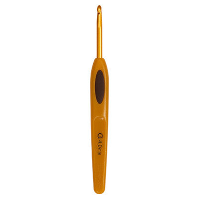Clover Soft Touch Ergonomic Aluminium Crochet Hook Gold Colour