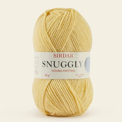 Ball of Sirdar Snuggly DK Yarn in shade Buttercup 526