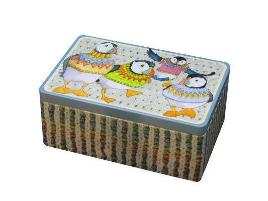 Emma Ball Rectangular Tin - Woolly Puffins