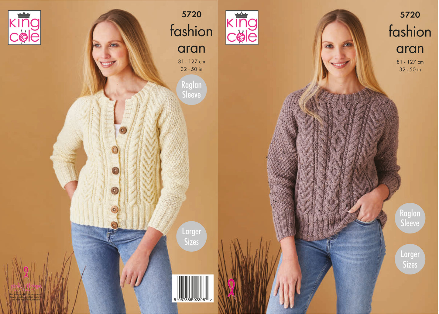 King Cole Fashion Aran Pattern - Sweater and Cardigan 5720