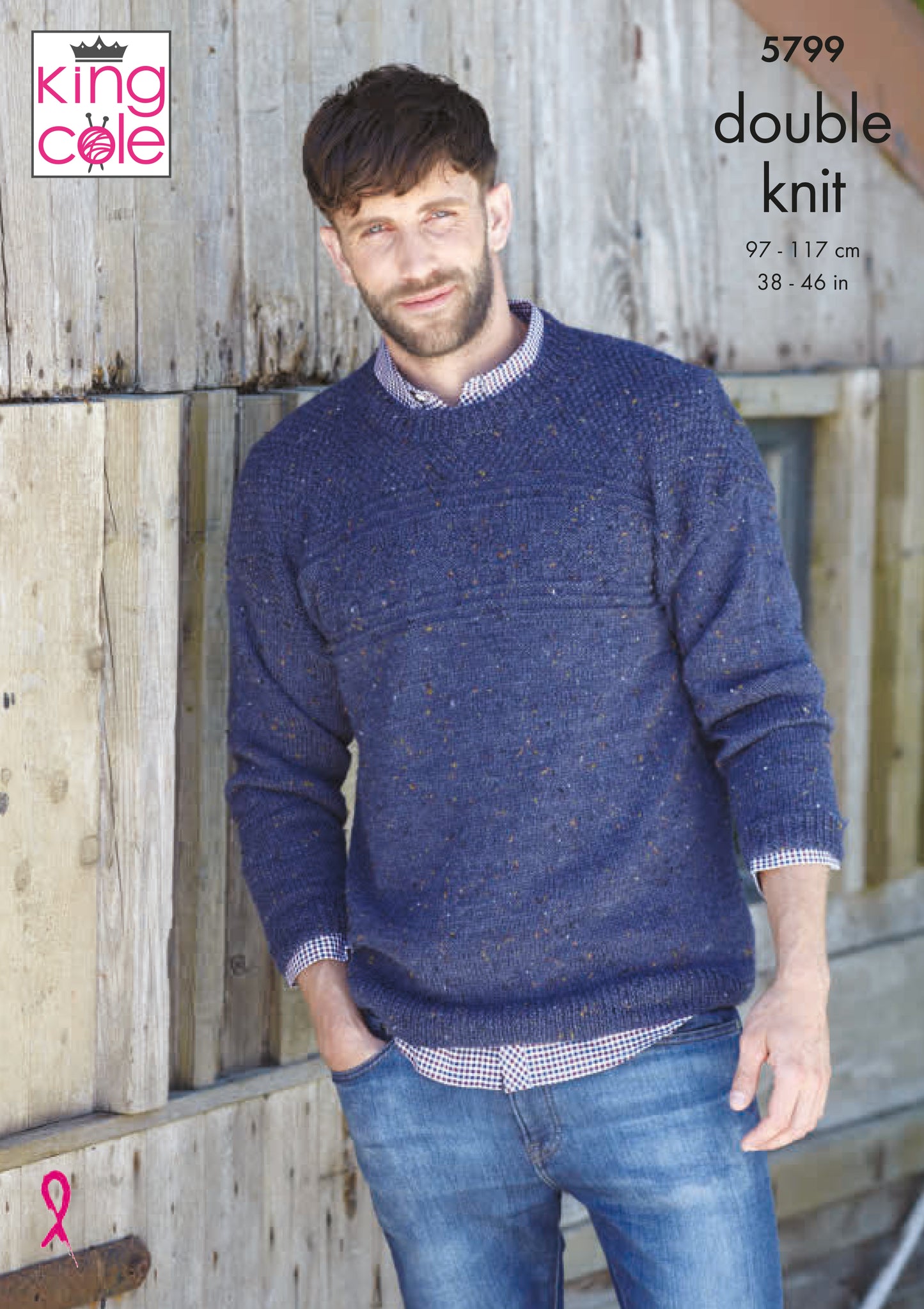 King Cole Homespun DK Pattern - Men's Round and V-Neck Sweaters 5799