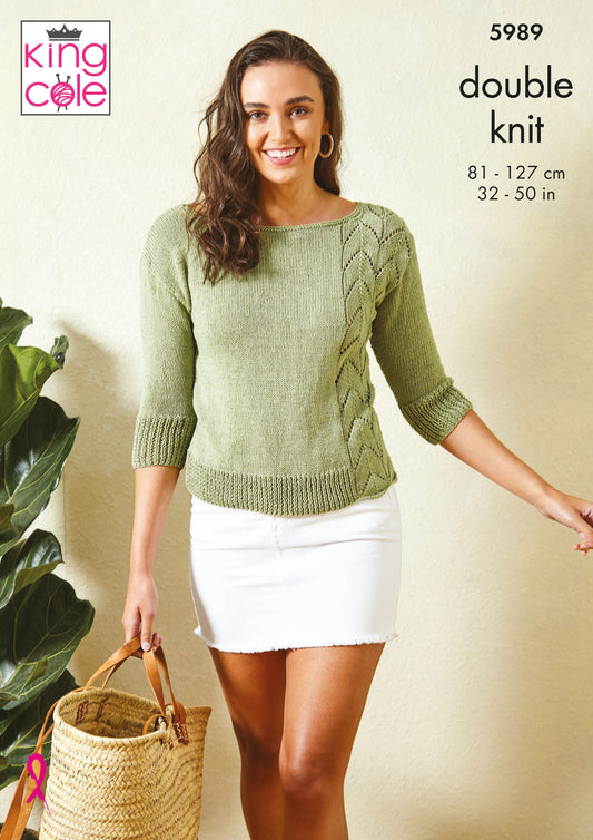 Tops knitted in King Cole, Linendale DK - 5989
