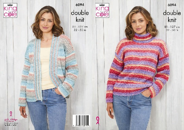 King Cole Bramble DK - Pattern 6094 Ladies Sweater and Cardigan