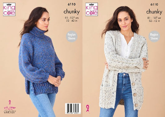 King Cole Pattern 6110 - Chunky Cardigan and Sweater