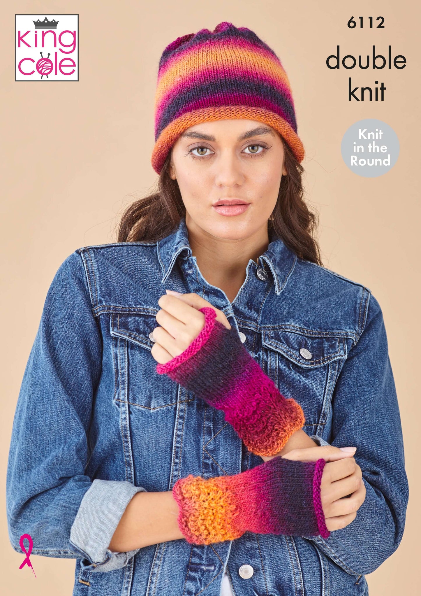 Sloppy Hat and Wrist Warmers knitted in King Cole Riot: King Cole 6112: