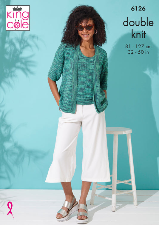 King Cole Cardigan & Top Knitted in Linendale DK - 6126