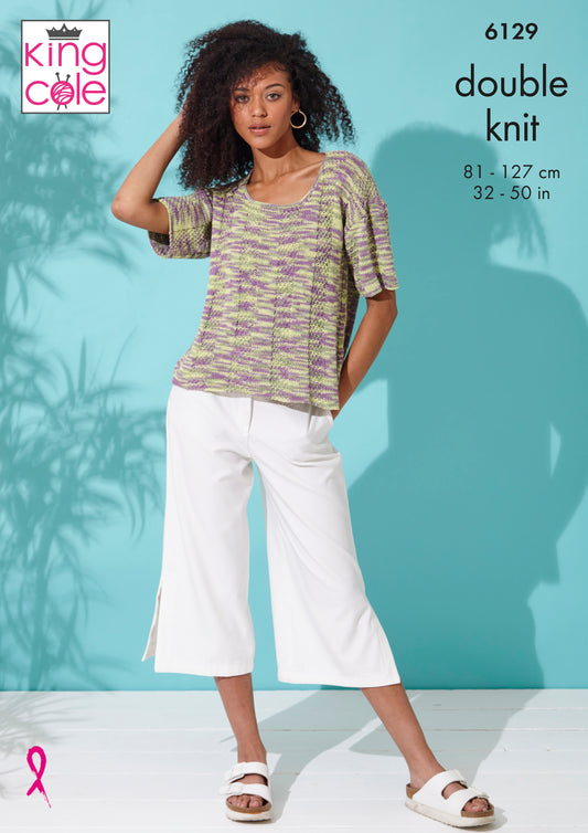 King Cole  Tops Knitted in Linendale Reflections DK - 6129