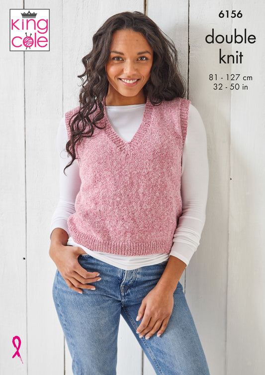 Tank Top & Sweater Knitted in King Cole Simply Denim DK - 6156