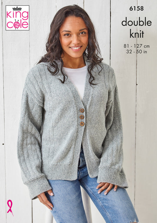 Sweater & Cardigan Knitted in King Cole Simply Denim DK - 6158