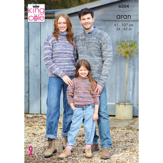 Family Sweaters in King Cole Homespun Prism Aran: 6304