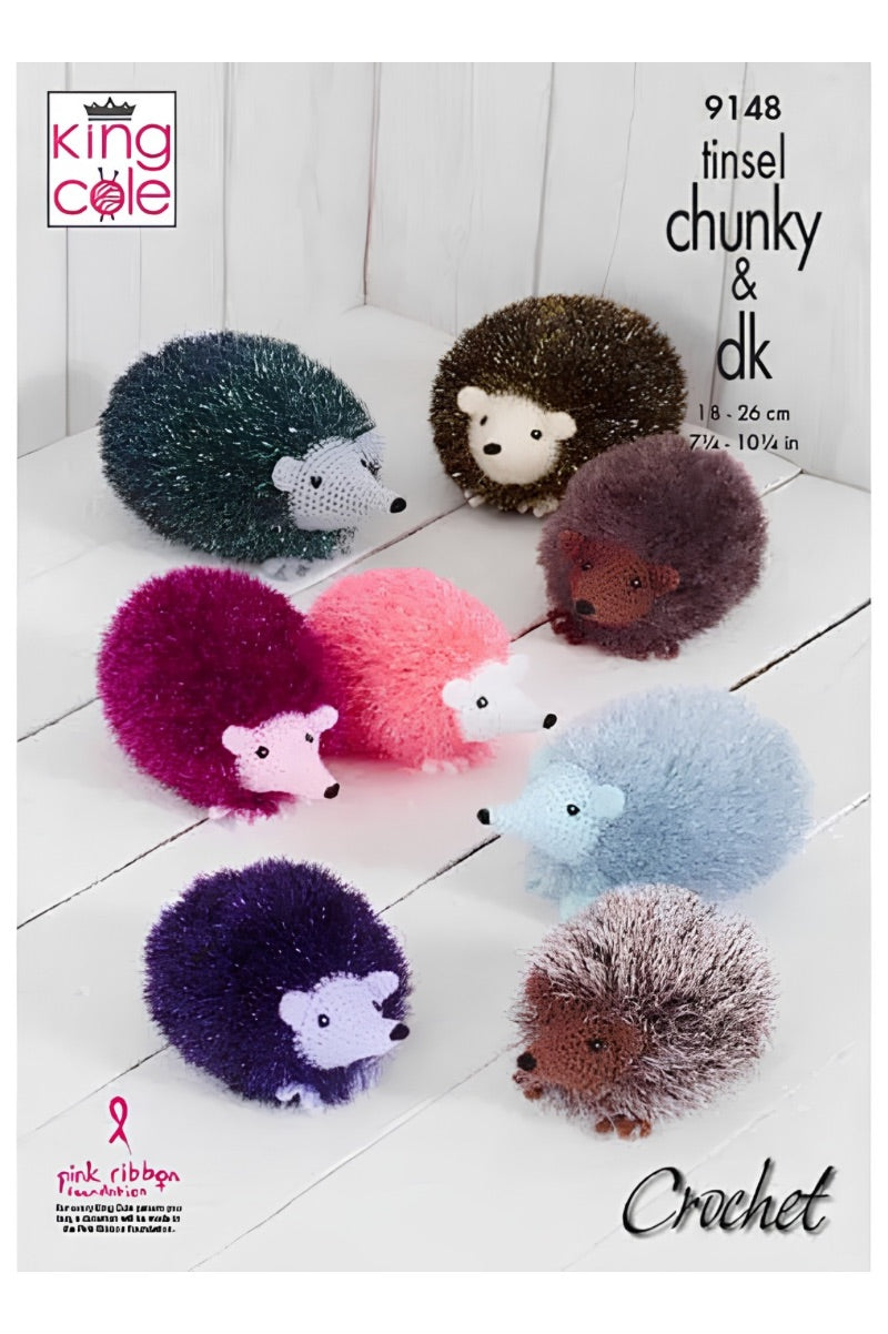 King Cole Tinsel Chunky & DK Crochet Hedgehog Pattern