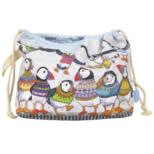 Emma Ball - Woolly Puffins Drawstring Bag