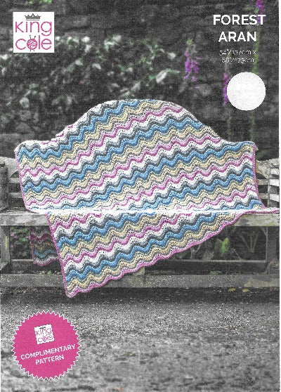 King Cole Forest Aran Knitted Ripple Blanket Kit
