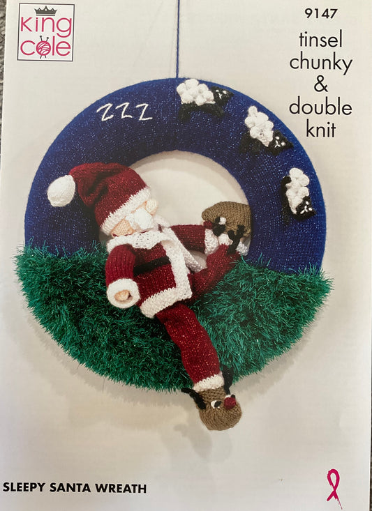 King Cole Sleepy Santa Wreath Pattern 9147