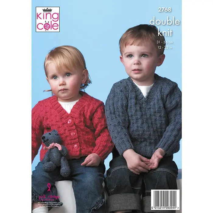 King Cole 2768, Cardigan, Sweaters and Teddy Bear in Double Knitting: