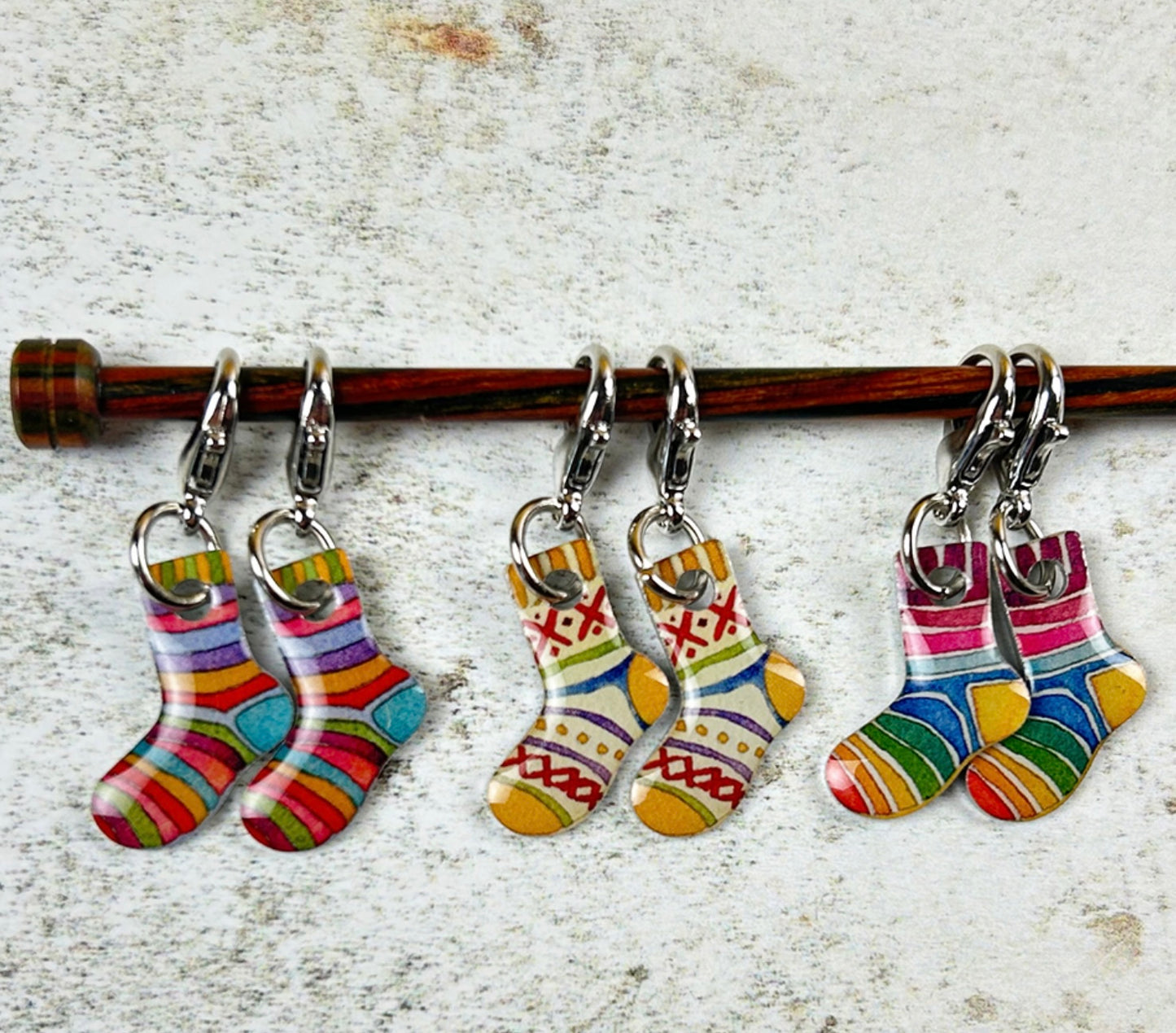 Emma Ball Sock  Stitch Markers in a Tin