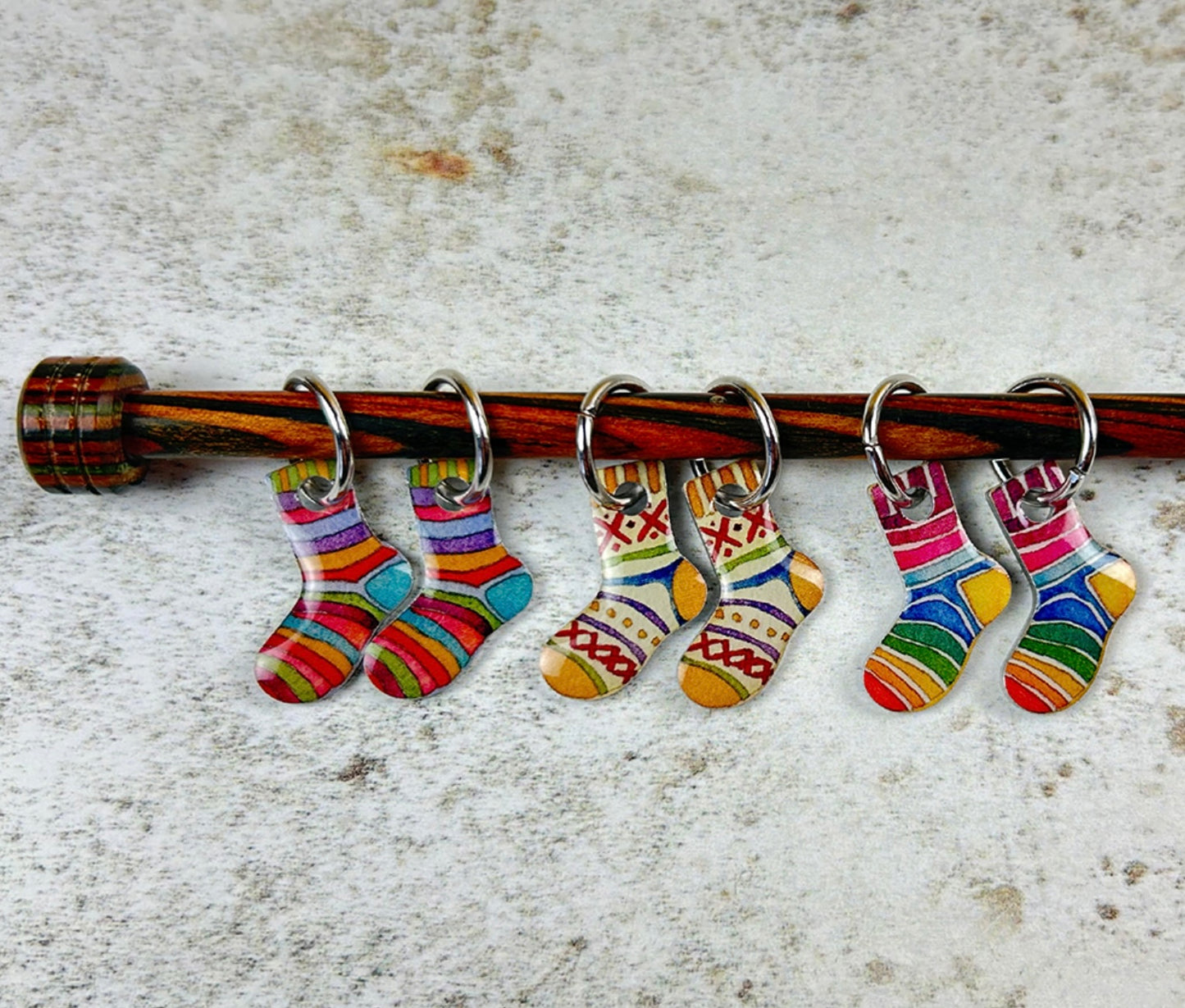 Emma Ball Sock  Stitch Markers in a Tin