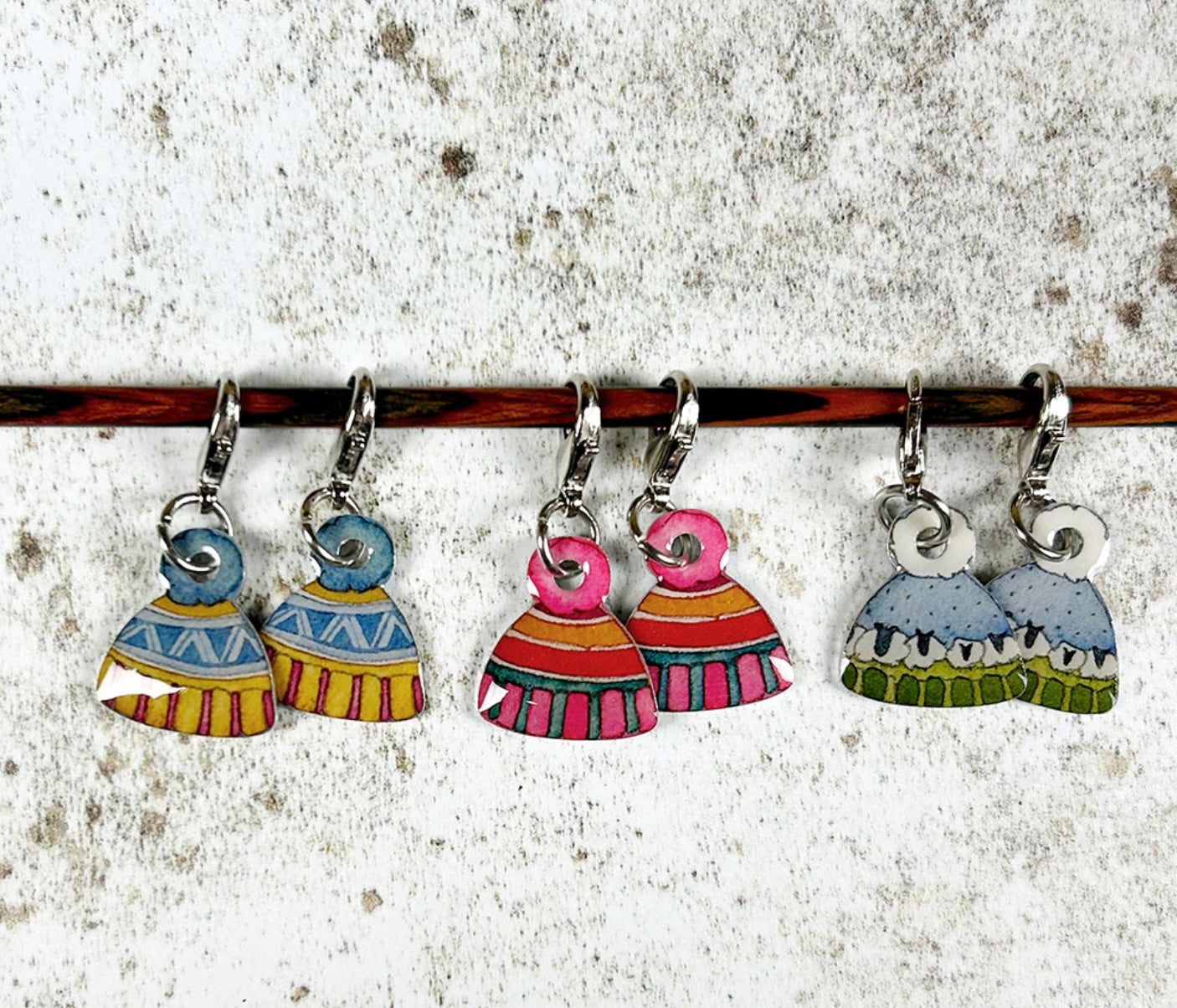 Emma Ball Hat Stitch Markers in a Pocket Tin