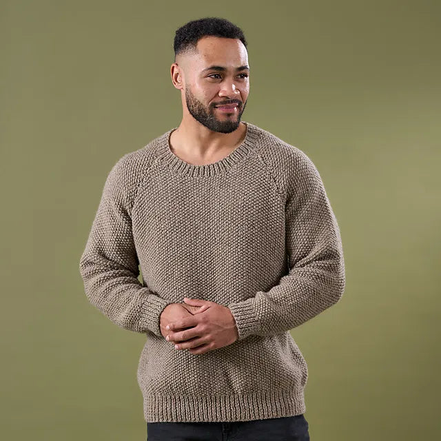 West Yorkshire Spinners, Warren, Men’s Moss Stitch Jumper in Aran & DK