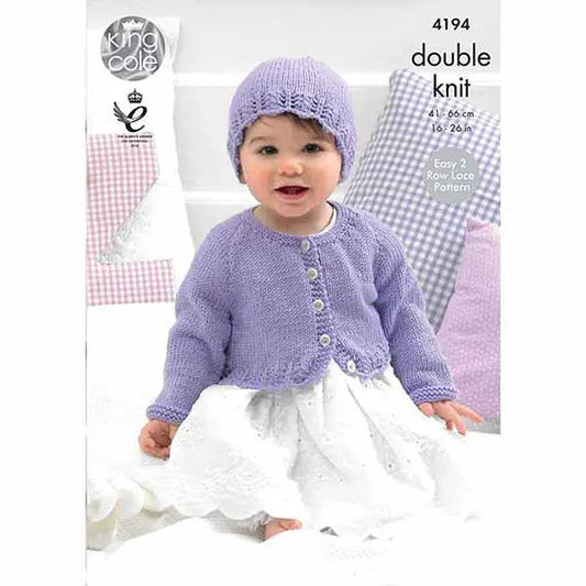 Baby Cardigans & Hat, knitted in King Cole Cherished: 4194