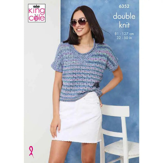 Short-sleeved tops in King Cole DK: 6352