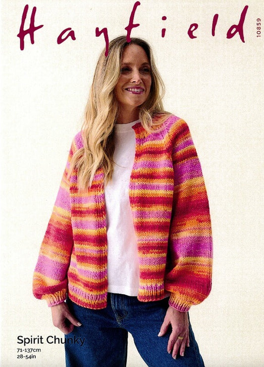 Edge to edge cardigan knitted  in Hayfield Spirit Chunky: 10859