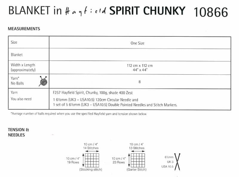 Knitted Blanket in Hayfield Spirit Chunky: 10866