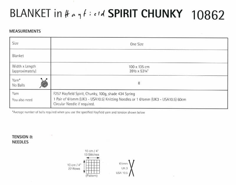 Blanket knitted in Hayfield Spirit Chunky: 10862