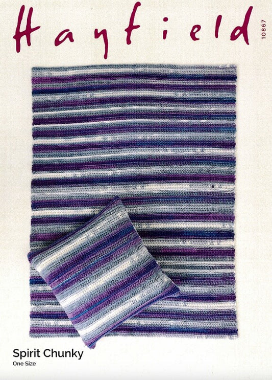 Crochet Blanket and Cushion Cover  in Hayfield Spirit Chunky: 10867