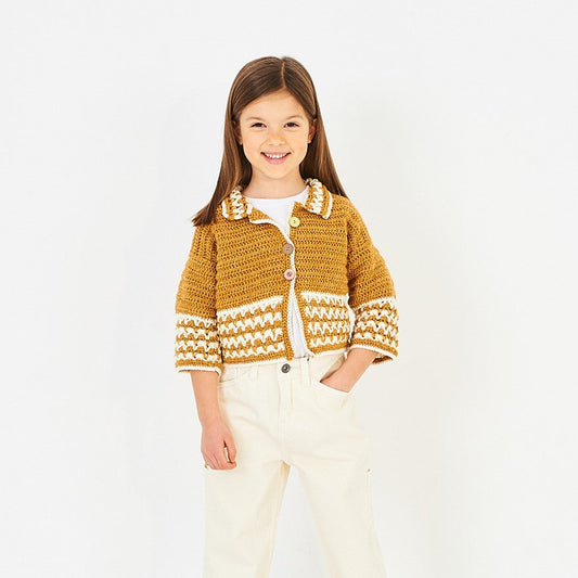 Stylecraft 10226 - Girls Crochet Collared Sweater and Cardigan