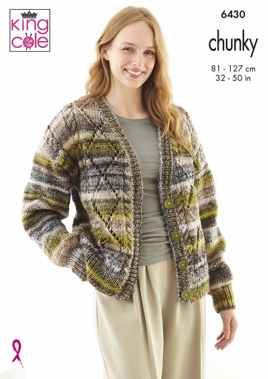 Women’s Cardigan and Sweater in Chunky: King Cole Pattern 6430