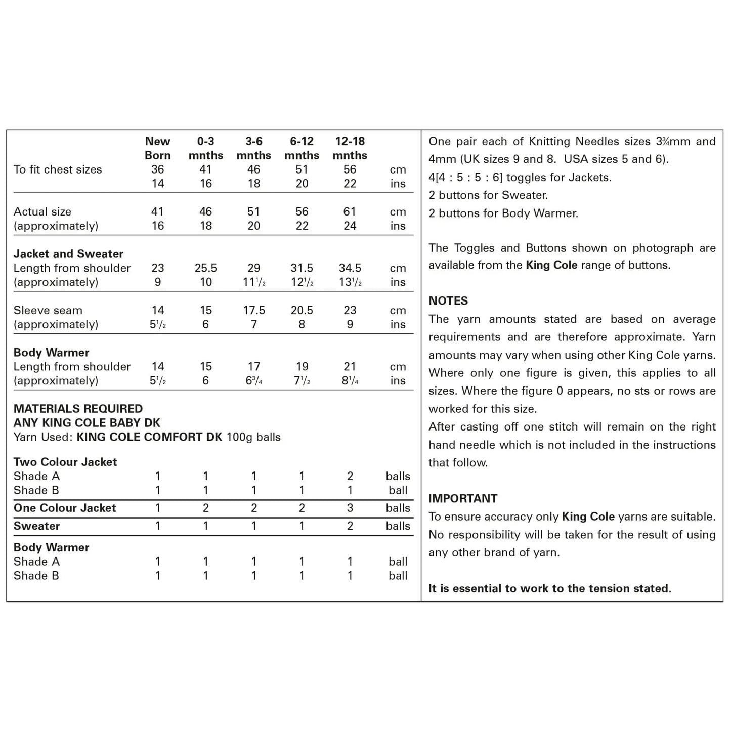 Jacket, Sweater and Body Warmer - Pattern 3013