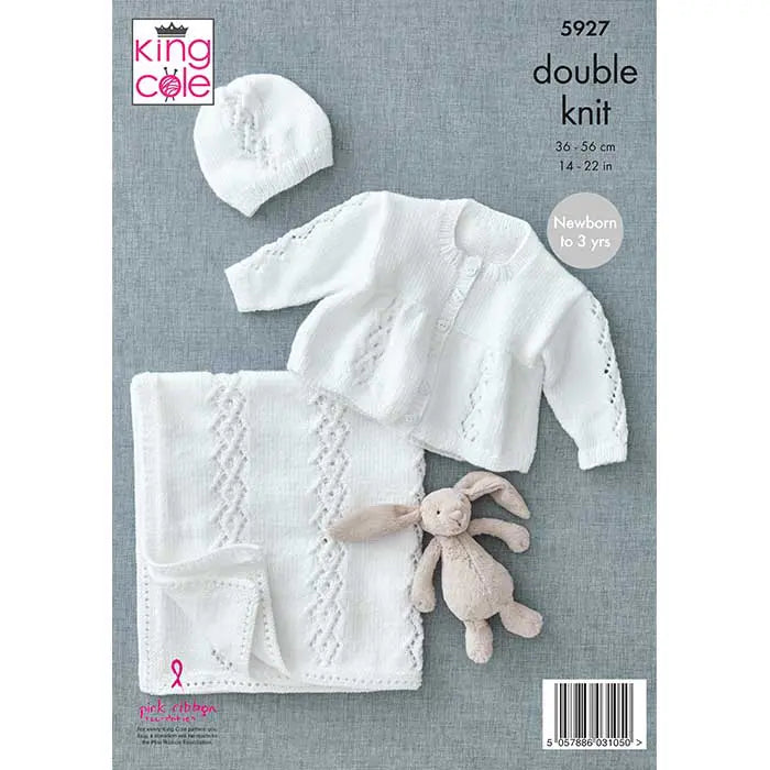 Matinee Coat, Hat & Blanket Knitted in Cherished DK - King Cole Pattern 5927