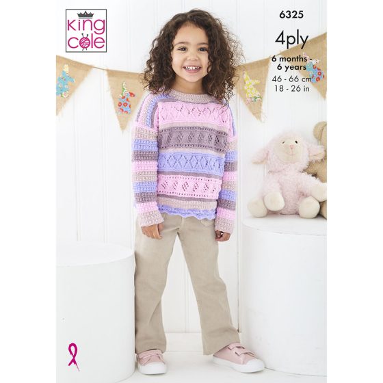 Sweater and Cardigan knitted in Cherished 4ply - King Cole Pattern 6325