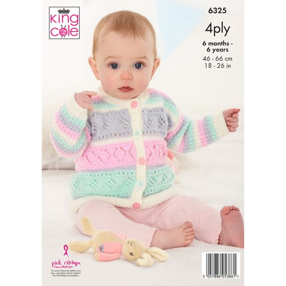 Sweater and Cardigan knitted in Cherished 4ply - King Cole Pattern 6325