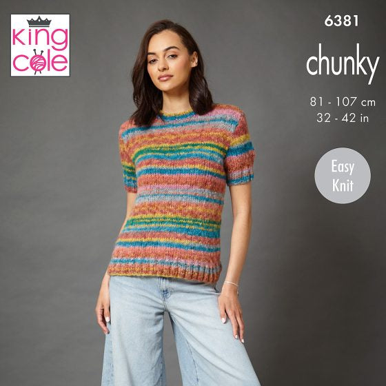 Cardigan and Sweater knitted in Flair Chunky - King Cole Pattern 6381