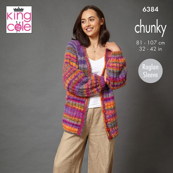 Sweater and Cardigan knitted in Flair Chunky -  King Cole Pattern 6384