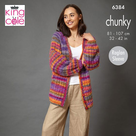Sweater and Cardigan knitted in Flair Chunky -  King Cole Pattern 6384