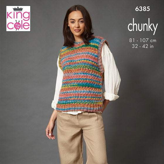 Sweater and Tank Top knitted in Flair Chunky - King Cole Pattern 6385